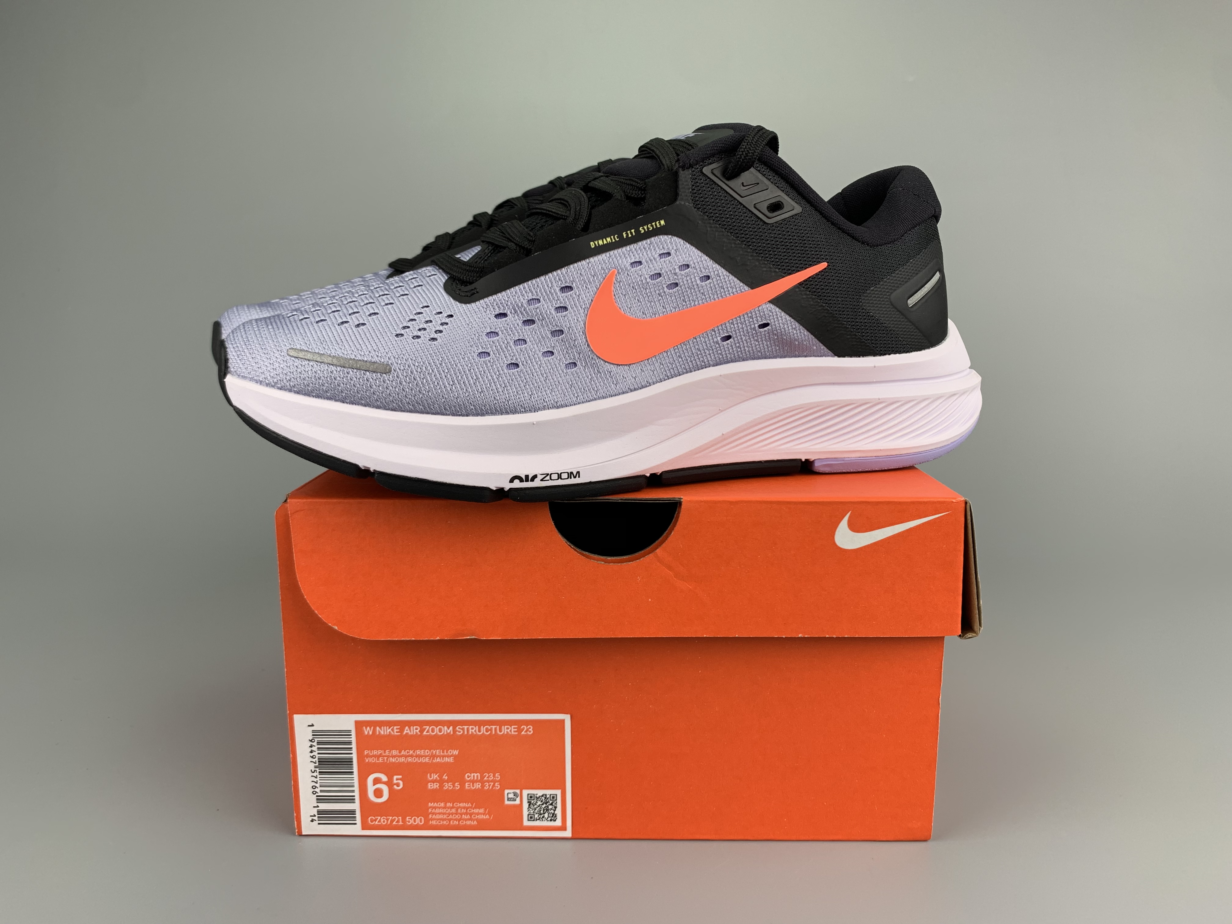 Nike Zoom Structure 23 Grey Black Orange Shoes - Click Image to Close